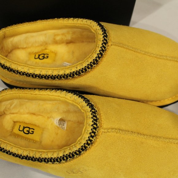 NIB UGG MEN'S TASMAN SUEDE SHEARLING SLIP ON SLIPPERS YELLOW - Picture 3 of 7